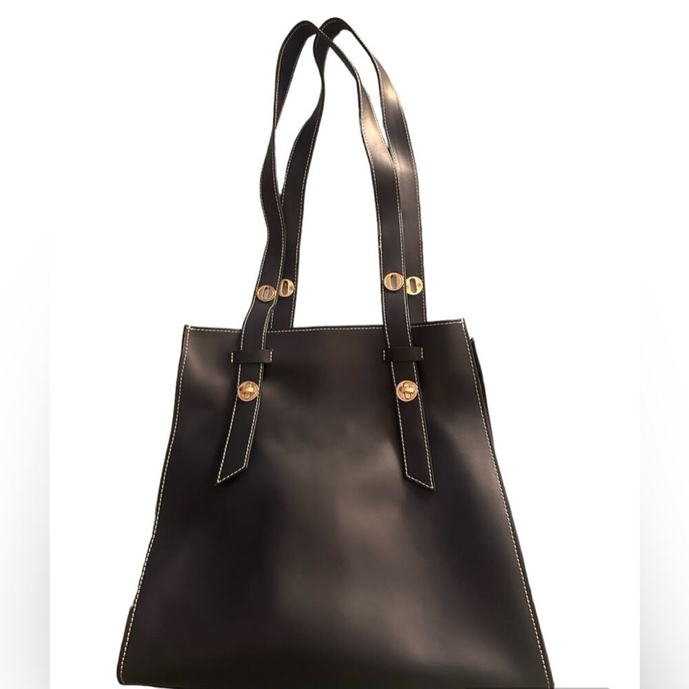 A. Bellucci Leather Navy Shoulder Bag with Adjustable Strap Professional Career